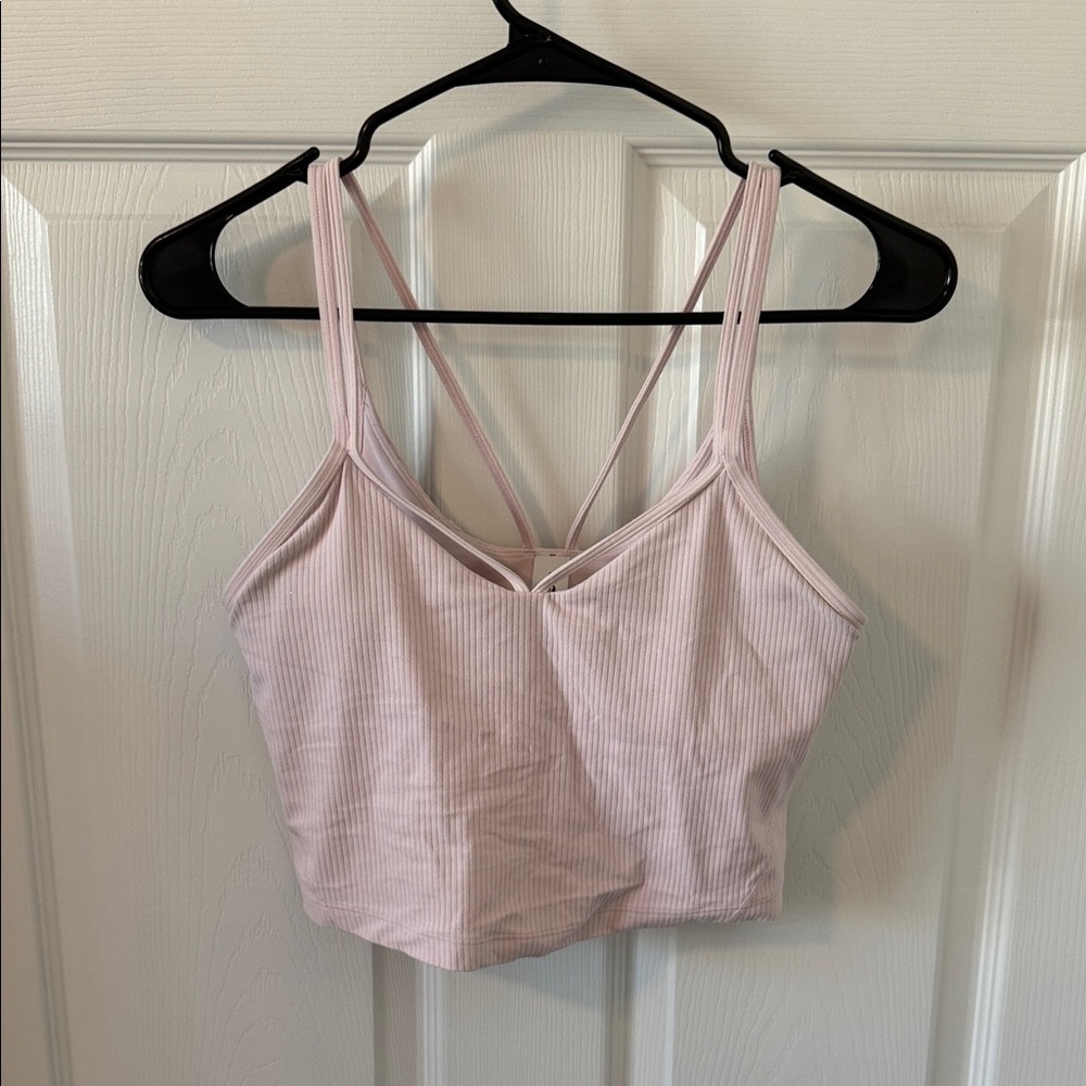 lululemon athletica Pale Pink Ribbed V-Neck Cropped Tank